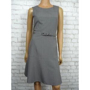 Nine West Steel Gray Belted Fit & Flare Sheath Dress 2 NEW